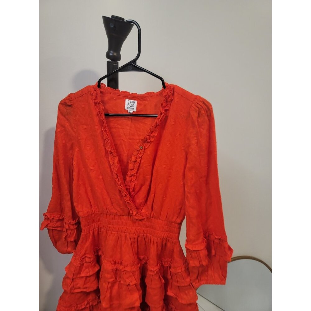 Cake for dinner Red Floral Mini Smocked Dress Xs - Picture 2 of 5